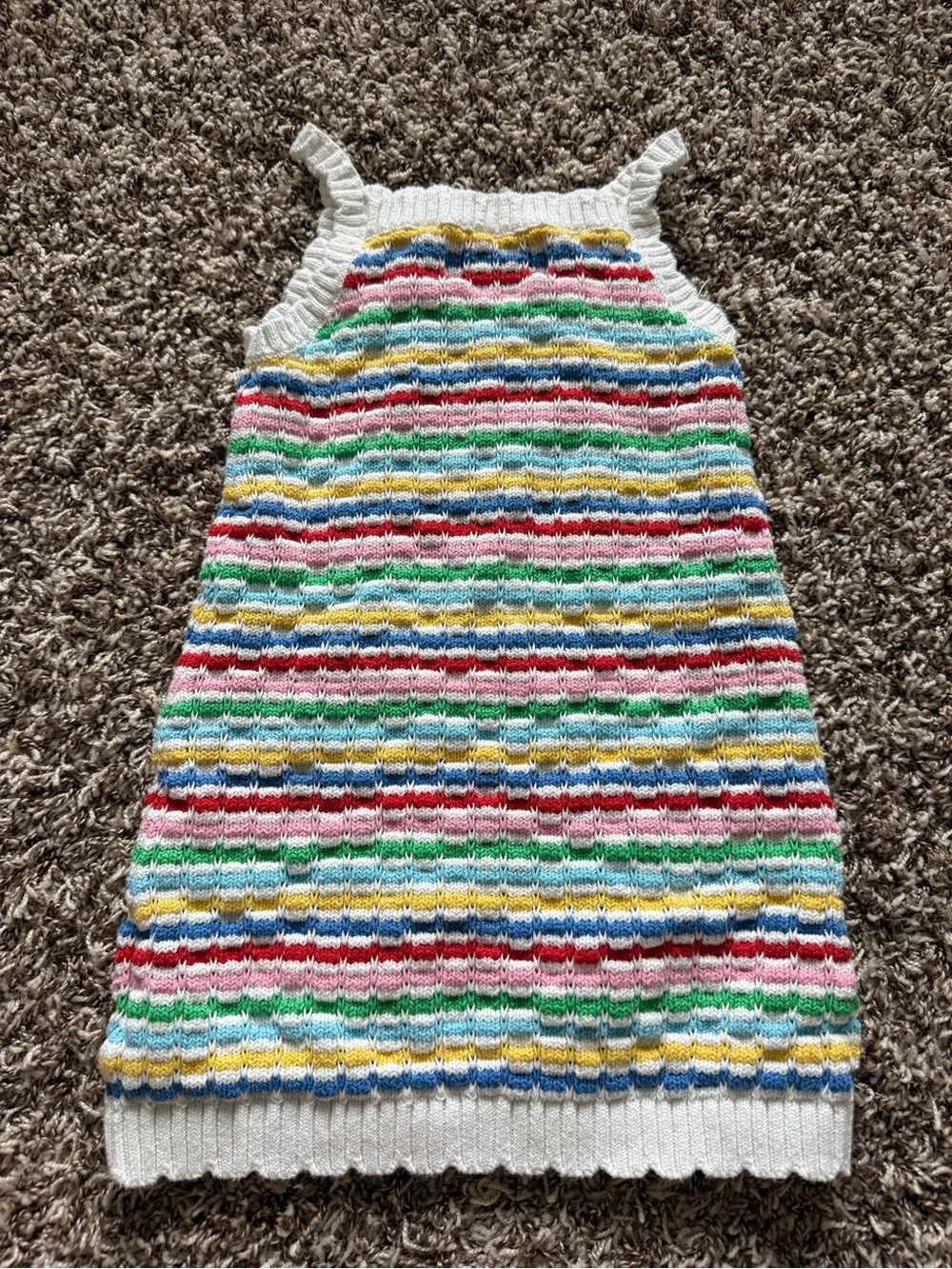Striped Knit Strawberry Appliqué Sundress
